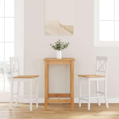 Teenpull White Solid Rubberwood Bar Stools, Set of 2 Kitchen Counter Chairs with Backs for Dining Room Teenpull White Solid Rubberwood Bar Stools, Set of 2 Kitchen Counter Chairs with Backs for Dining Room von Teenpull