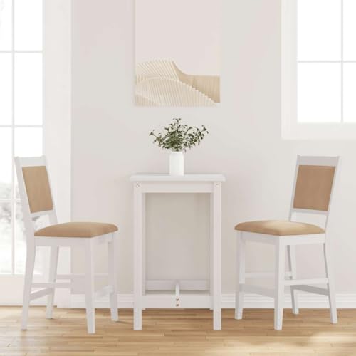 Teenpull White Solid Rubberwood Bar Stools Set, 2 Pcs Kitchen Counter Height Chairs with Cushions for Dining Room von Teenpull