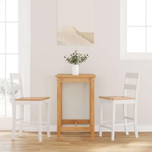 Teenpull White Solid Rubberwood Bar Stools Set, Ergonomic Counter Height Chairs with Backs for Kitchen Dining Room von Teenpull
