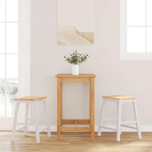 Teenpull White Solid Rubberwood Bar Stools Set of 2 for Kitchen Dining Room, Modern Counter Height Chairs with Backrests von Teenpull