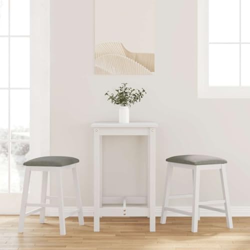 Teenpull White Solid Rubberwood Bar Stools Set of 2 with Cushioned Backs for Kitchen Island Dining Room von Teenpull