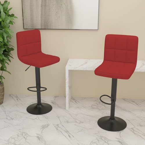 Teenpull Wine Red Fabric Bar Stools, Set of 2 Adjustable Swivel Counter Height Chairs for Kitchen Island Dining Room von Teenpull