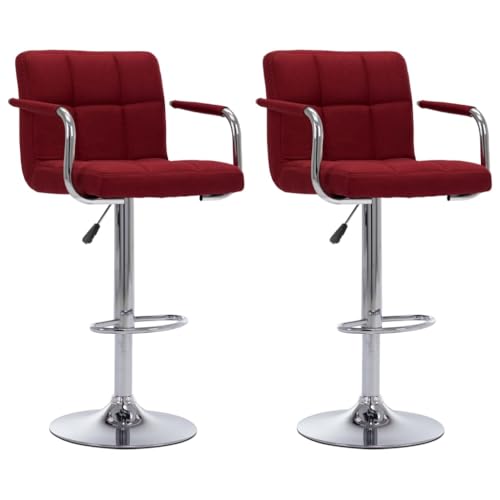 Teenpull Wine Red Fabric Bar Stools Set of 2, Adjustable Swivel Counter Height Chairs for Kitchen Island Dining Room von Teenpull