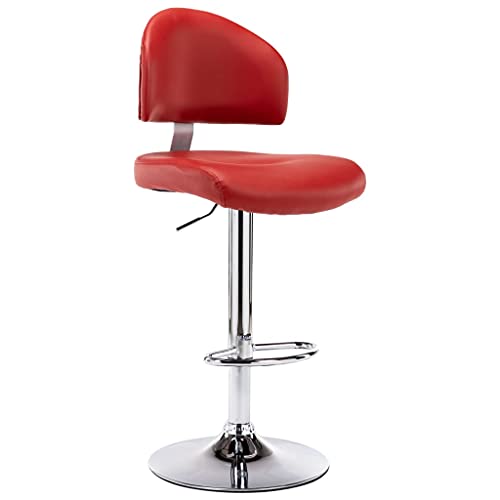 Teenpull Wine Red Faux Leather Bar Stool, Swivel Adjustable Counter Height Chair for Kitchen Island, Dining Room, Home Bar von Teenpull