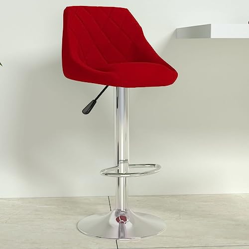 Teenpull Wine Red Velvet Bar Stool, Adjustable Swivel Counter Height Chair, Modern Kitchen Dining Seating with Footrest, Set of von Teenpull