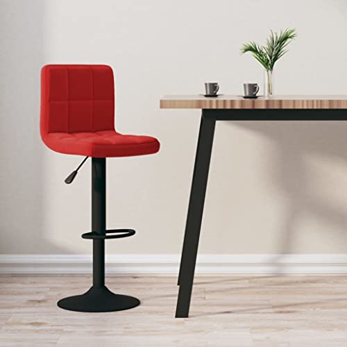 Teenpull Wine Red Velvet Bar Stool, Adjustable Swivel Counter Height Chair for Kitchen Island Dining Room, Set of 2 Modern Barstools von Teenpull