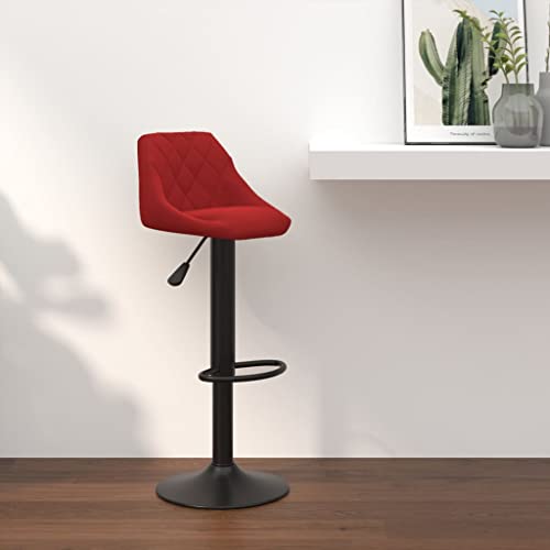 Teenpull Wine Red Velvet Bar Stool, Adjustable Swivel Kitchen Counter Height Chair, Modern Dining Room Seating, Set of von Teenpull