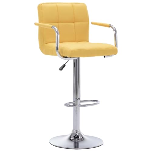 Teenpull Yellow Fabric Bar Stool for Kitchen Counter Dining, Adjustable Swivel Chair with Back, Modern Tall Design Teenpull Yellow Fabric Bar Stool for Kitchen Counter Dining, Adjustable Swivel Chair with Back, Modern Tall Design von Teenpull