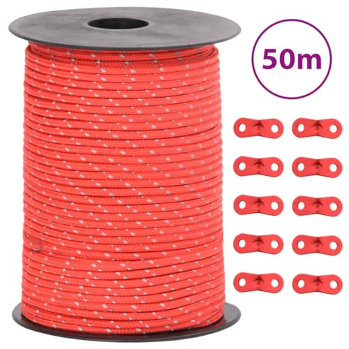 Teenpull Zeltleine Reflektierend 50m, 3mm Polypropylen Abspannseil, Zelt Zubehör mit 10 Seilspannern, hohe Sichtbarkeit beim Camping Teenpull Zeltleine Reflektierend 50m, 3mm Polypropylen Abspannseil, Zelt Zubehör mit 10 Seilspannern, hohe Sichtbarkeit beim Camping von Teenpull