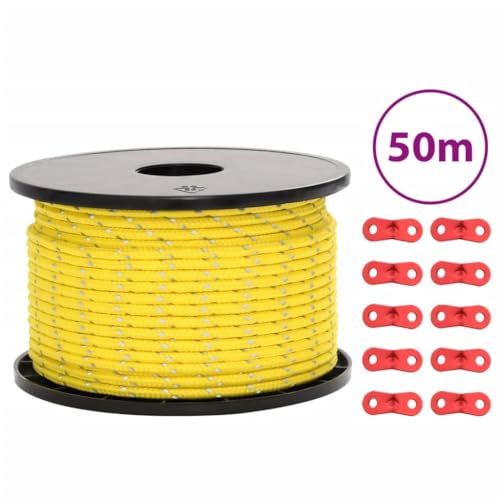 Teenpull Zeltleine Reflektierend mit Seilspannern 50m 5mm, Robustes Abspannseil für Camping, Outdoor, Zelt, Plane, Hohe Sichtbarkeit von Teenpull