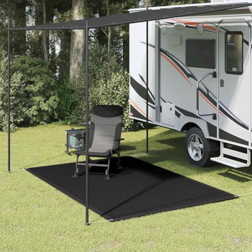 Teenpull Zeltteppich 250x200 cm Schwarz, Robustes Outdoor Camping Vorzeltteppich, Wasserdichtes Patio Teppich für Wohnwagen, Balkon und Garten von Teenpull
