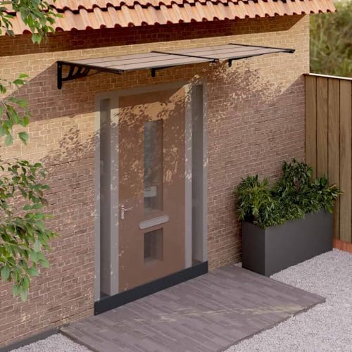 Türvordach Schwarz 239x90 cm, Robustes Polycarbonat Vordach für Haustür, witterungsbeständiger Regenschutz für Außenbereich von Teenpull