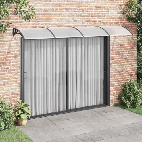 Türvordach Schwarz 350x100 cm, Robustes Polycarbonat-Vordach für Eingangsbereiche, schützt vor Regen, Schnee, Hagel und UV-Strahlung von Teenpull