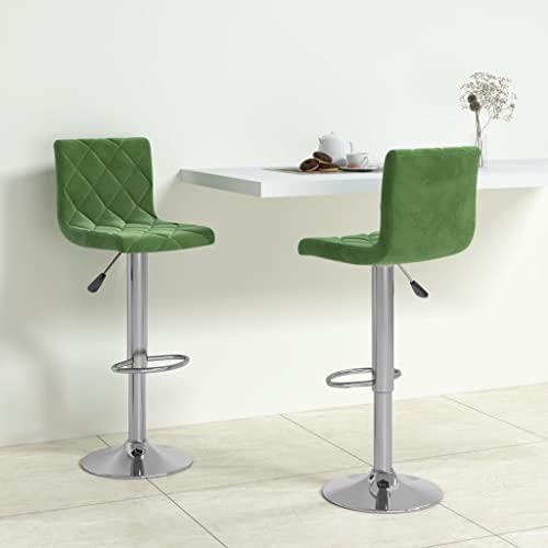 Velvet Bar Stools Set of 2, Dark Green Swivel Kitchen Counter Chairs, Modern Adjustable Dining Stool with Back & Footrest Velvet Bar Stools Set of 2, Dark Green Swivel Kitchen Counter Chairs, Modern Adjustable Dining Stool with Back & Footrest von Teenpull