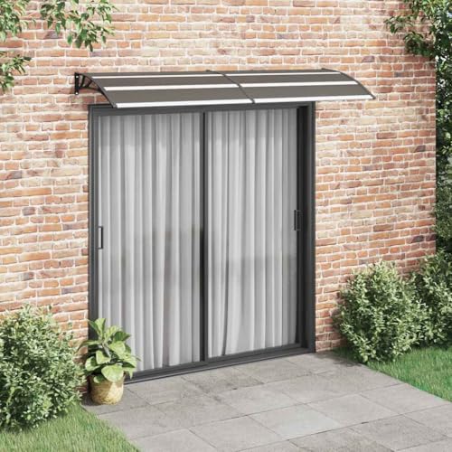 Vordach Schwarz 240x75 cm, Robustes Polycarbonat-Haustürdach, witterungsbeständiger Wetterschutz für Fenster und Türen, einfache Montage von Teenpull