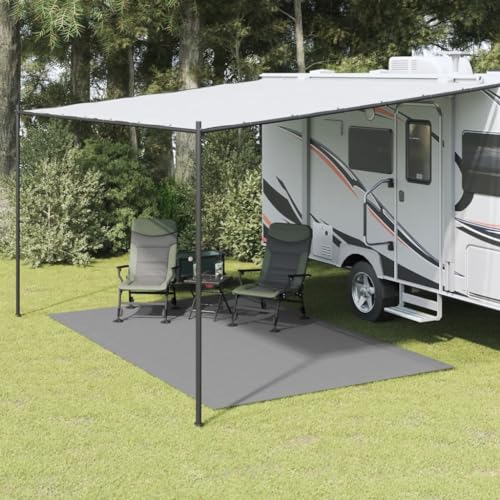 Zeltteppich Anthrazit 4x2,5m, wasserdicht & UV-beständig, rutschfeste Outdoor Matte für Camping & Terrasse, tragbarer Bodenteppich von Teenpull