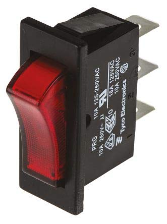 Teensy TE Connectivity 1634202-5 Wippschalter Beleuchtet Einpoliger EIN/Aus-Schalter (SPST), EIN-Aus, 10 A, Rot x 1 Stück von Teensy