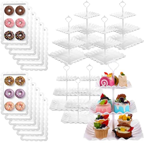 Teenyyou 20 Stück quadratischer Dessert Cupcake Ständer Desserttisch Display Set beinhaltet 8 Stück 3-stöckige Cupcake-Halter Turm 12 Stück weiße Serviertabletts für Hochzeit, Geburtstag, Babyparty Teenyyou 20 Stück quadratischer Dessert Cupcake Ständer Desserttisch Display Set beinhaltet 8 Stück 3-stöckige Cupcake-Halter Turm 12 Stück weiße Serviertabletts für Hochzeit, Geburtstag, Babyparty von Teenyyou