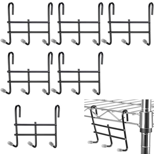 Teenyyou 6 Stück 3 Haken Befestigung für Drahtregale 9,5 cm L x 4,1 cm T x 8,3 cm H Drahtregal Haken Zubehör Stahl Hängeregal Metall für Aufbewahrung Organizer (schwarz) von Teenyyou