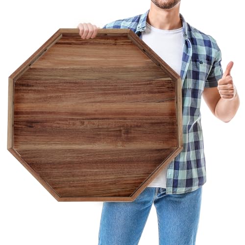 Teenyyou Extra großes achteckiges Ottoman-Tablett mit Griffen, Akazienholzbretter, Serviertablett, Obstplatte, dekorative Tabletts für Wohnzimmer, Tee, Kaffeetisch, Frühstück im Bett, Küche Teenyyou Extra großes achteckiges Ottoman-Tablett mit Griffen, Akazienholzbretter, Serviertablett, Obstplatte, dekorative Tabletts für Wohnzimmer, Tee, Kaffeetisch, Frühstück im Bett, Küche von Teenyyou