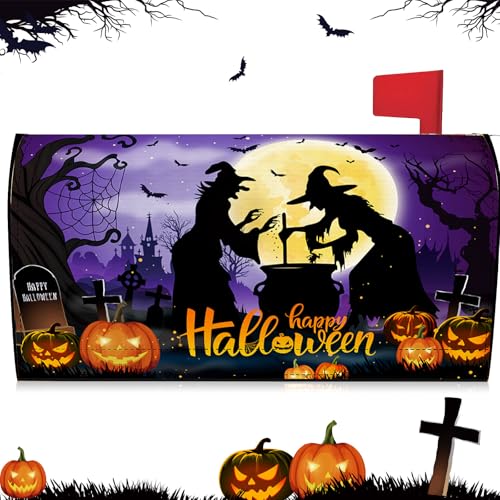 Teenyyou Halloween-Briefkastenabdeckung, magnetisch, Standardgröße, 53,3 x 45,7 cm, Kürbisse, Briefkasten-Abdeckung, Hexengeist, schwarze Katze, Briefkasten-Abdeckung für alle Heiligen Tag (Hexe) von Teenyyou