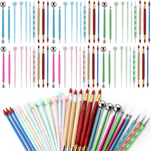 Teenyyou Modelliermassen-Werkzeug-Set, Modelliermasse, Modelliermasse, doppelseitiges Präge- und Modellierset für Töpferei, Mandalas, Nagelfelsmalerei, 60-teilig Teenyyou Modelliermassen-Werkzeug-Set, Modelliermasse, Modelliermasse, doppelseitiges Präge- und Modellierset für Töpferei, Mandalas, Nagelfelsmalerei, 60-teilig von Teenyyou