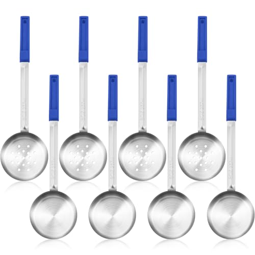 Teenyyou Portionskontrolle, Servierlöffel, Portionierlöffel, Becher, massiver und geschlitzter Edelstahl, Schöpflöffel für Lebensmittel, Servierutensilien-Set für Partys (Dunkelblau, 227 ml), 8 Stück von Teenyyou