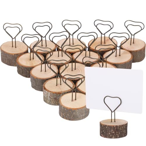 Teenyyou Tischnummernhalter aus Holz, Weihnachtsdekoration, Tischkartenhalter, Bilderhalter für Tafelaufsätze, rustikaler Eisendraht, Bilder-Plektren, Clip-Ständer (Herz), 15 Stück von Teenyyou