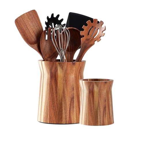 Teenyyou Utensilienhalter aus Holz, 360° drehbar, Küchenutensilienhalter, 18,5 cm und 14,5 cm, großer Kochutensilienhalter, Holz, Utensilientopf für Küche, Arbeitsplatte, Bauernhaus, Heimdekoration, 2 Teenyyou Utensilienhalter aus Holz, 360° drehbar, Küchenutensilienhalter, 18,5 cm und 14,5 cm, großer Kochutensilienhalter, Holz, Utensilientopf für Küche, Arbeitsplatte, Bauernhaus, Heimdekoration, 2 von Teenyyou