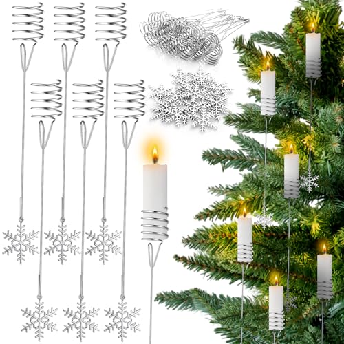 20 Stück silberfarbene Weihnachtsbaum-Kerzenhalter aus Metall mit Schneeflocken-Ornamenten für Weihnachtsbaum, Balance, Kerzenständer für Weihnachten, Winter, Weihnachtsbaum, Innen- und Außenbereich, 20 Stück silberfarbene Weihnachtsbaum-Kerzenhalter aus Metall mit Schneeflocken-Ornamenten für Weihnachtsbaum, Balance, Kerzenständer für Weihnachten, Winter, Weihnachtsbaum, Innen- und Außenbereich, von Teenyyou