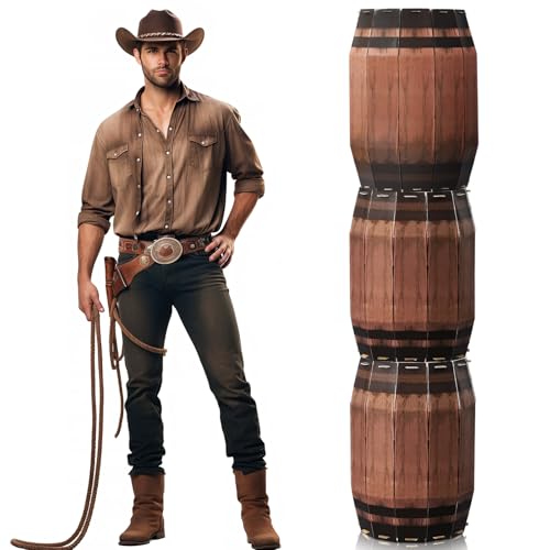 3 Stück Western Cowboy Party Dekoration Weinfass Dekor Piraten Party Dekorationen Große Pappe Weinfass Wilder Westen Karton Dekoration Western Photo Booth Requisiten Dekor (60 x 37 cm) von Teenyyou