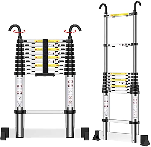 Teenza Teleskopleiter 2,6 m, Teleskopleiter, Aluminium, mit Haken, maximale Belastung 150 kg von Teenza