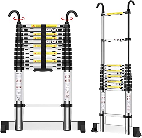 Teenza Teleskopleiter, 3,8 m, Aluminium, mit Haken, maximale Belastung 150 kg von Teenza