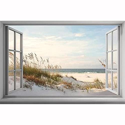 DIY 5D Diamant Painting Bilder Fenster Strand Diamond Painting Kit für Erwachsene Kristall Strass Stickerei Kreuzstich Mosaik Leinwand Kunst Schlafzimmer Wohnzimmer Schmücken Square drill,40x50cm von Teephei