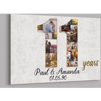 11. Jahrestag Geschenke Benutzerdefinierte Collage Foto Leinwand Personalisierte Wand Kunst Hochzeitstag Geschenk 11 Jahre Verheiratet Frau Mann von TeerrificGift