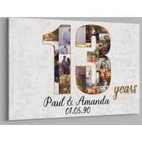 13. Jahrestagsgeschenke Benutzerdefinierte Collage Foto Leinwand Personalisierte Wandkunst Hochzeitstag Geschenk 13 Jahre Verheiratet Frau Mann von TeerrificGift