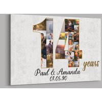 14Th Jahrestag Geschenke Custom Collage Foto Leinwand Personalisierte Wand Kunst Hochzeitstag Geschenk 14 Jahre Verheiratet Frau Mann von TeerrificGift