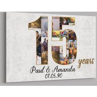 15. Jahrestag Geschenke Benutzerdefinierte Collage Foto Leinwand Personalisierte Wand Kunst Hochzeitstag Geschenk 15 Jahre Verheiratet Frau Mann von TeerrificGift