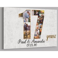 17. Jahrestag Geschenke Benutzerdefinierte Collage Foto Leinwand Personalisierte Wand Kunst Hochzeitstag Geschenk 17 Jahre Verheiratet Frau Mann von TeerrificGift