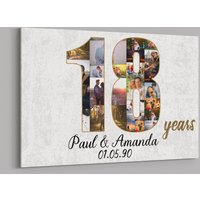 18. Jahrestag Geschenke Benutzerdefinierte Collage Foto Leinwand Personalisierte Wand Kunst Hochzeitstag Geschenk 18 Jahre Verheiratet Frau Mann von TeerrificGift