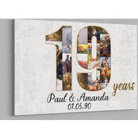 19. Jahrestag Geschenke Benutzerdefinierte Collage Foto Leinwand Personalisierte Wand Kunst Hochzeitstag Geschenk 19 Jahre Verheiratet Frau Mann von TeerrificGift