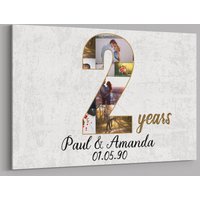 2. Jahrestagsgeschenke Benutzerdefinierte Collage Foto Leinwand Personalisierte Wand Kunst Hochzeitstag Geschenk Zwei Jahre Verheiratet Frau Mann von TeerrificGift