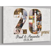 20 Jahre Jubiläumsgeschenke Benutzerdefinierte Collage Foto Leinwand Personalisierte Wand Kunst Hochzeitstag Geschenk Verheiratet Frau Mann von TeerrificGift