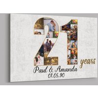 21. Jahrestag Geschenke Benutzerdefinierte Collage Foto Leinwand Personalisierte Wand Kunst Hochzeitstag Geschenk 21 Jahre Verheiratet Frau Mann von TeerrificGift