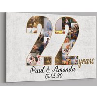 22 Jahre Jubiläumsgeschenk Benutzerdefinierte Collage Foto Leinwand Personalisierte Wand Kunst Hochzeitstag Geschenk Verheiratet Frau Mann von TeerrificGift
