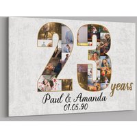 23 Jahre Jubiläumsgeschenke Benutzerdefinierte Collage Foto Leinwand Personalisierte Wandkunst Hochzeitstag Geschenk Verheiratet Frau Mann von TeerrificGift