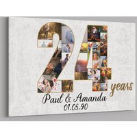 24 Jahre Jubiläumsgeschenke Benutzerdefinierte Collage Foto Leinwand Personalisierte Wand Kunst Hochzeitstag Geschenk Verheiratet Frau Mann von TeerrificGift