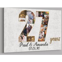 27. Jahrestag Geschenke Benutzerdefinierte Collage Foto Leinwand Personalisierte Wand Kunst Hochzeitstag Geschenk 27 Jahre Verheiratet Frau Mann von TeerrificGift