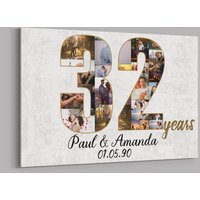 32. Jahrestag Geschenke Benutzerdefinierte Collage Foto Leinwand Personalisierte Wand Kunst Hochzeitstag Geschenk 32 Jahre Verheiratet Frau Mann von TeerrificGift