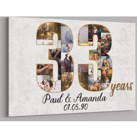 33. Jahrestagsgeschenke Benutzerdefinierte Collage Foto Leinwand Personalisierte Wandkunst Hochzeitstag Geschenk 33 Jahre Verheiratet Frau Mann von TeerrificGift